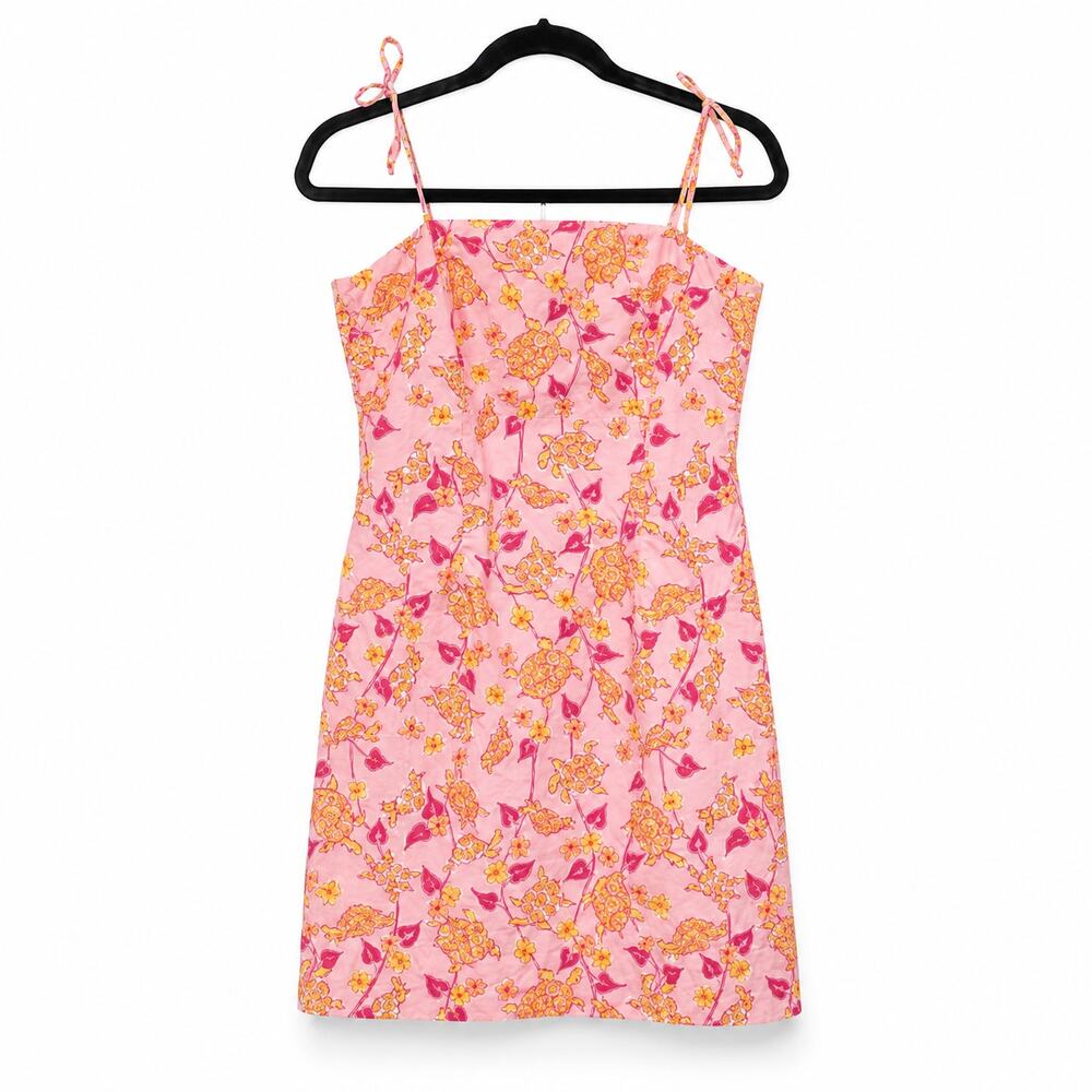 Vintage 90s Lilly Pulitzer Pink Turtle Print Sundress Smocked Sz 4 Hong Kong